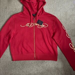 Ed Hardy Women's Vibrant Red Zip-Up Hoodie